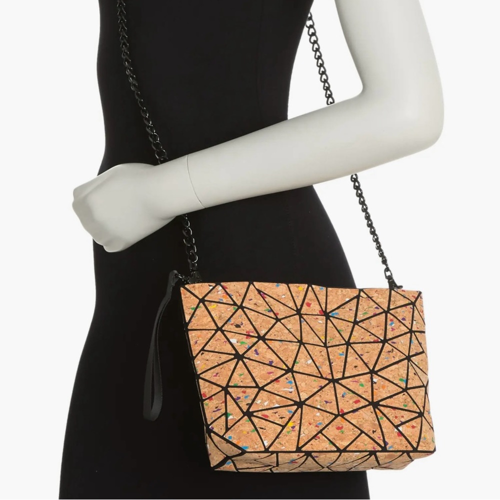 Patrizia Luca Cork Clutch with Black Geometric Design. Slanted triangle NWT - Picture 6 of 11